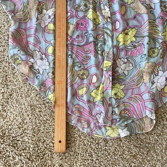Badgley Mischka Floral Chiffon Sheer Blouse Tunic Top Women’s L/XL - Picture 16 of 16